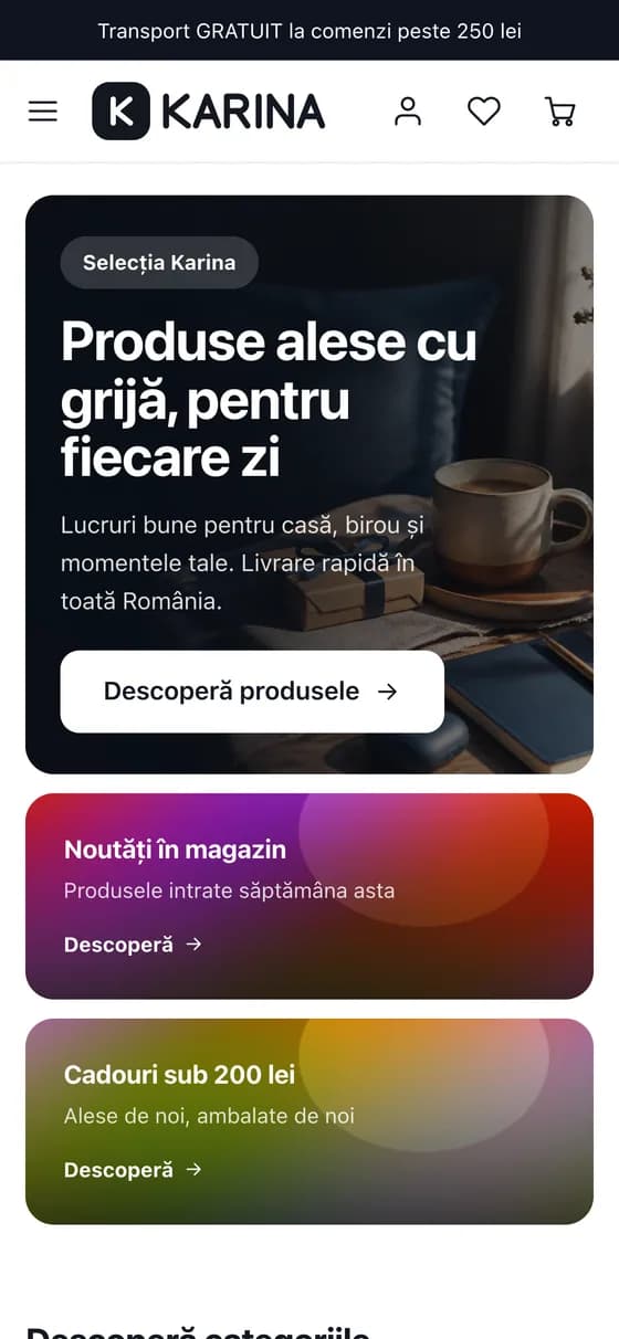 Prima pagină a temei pe telefon